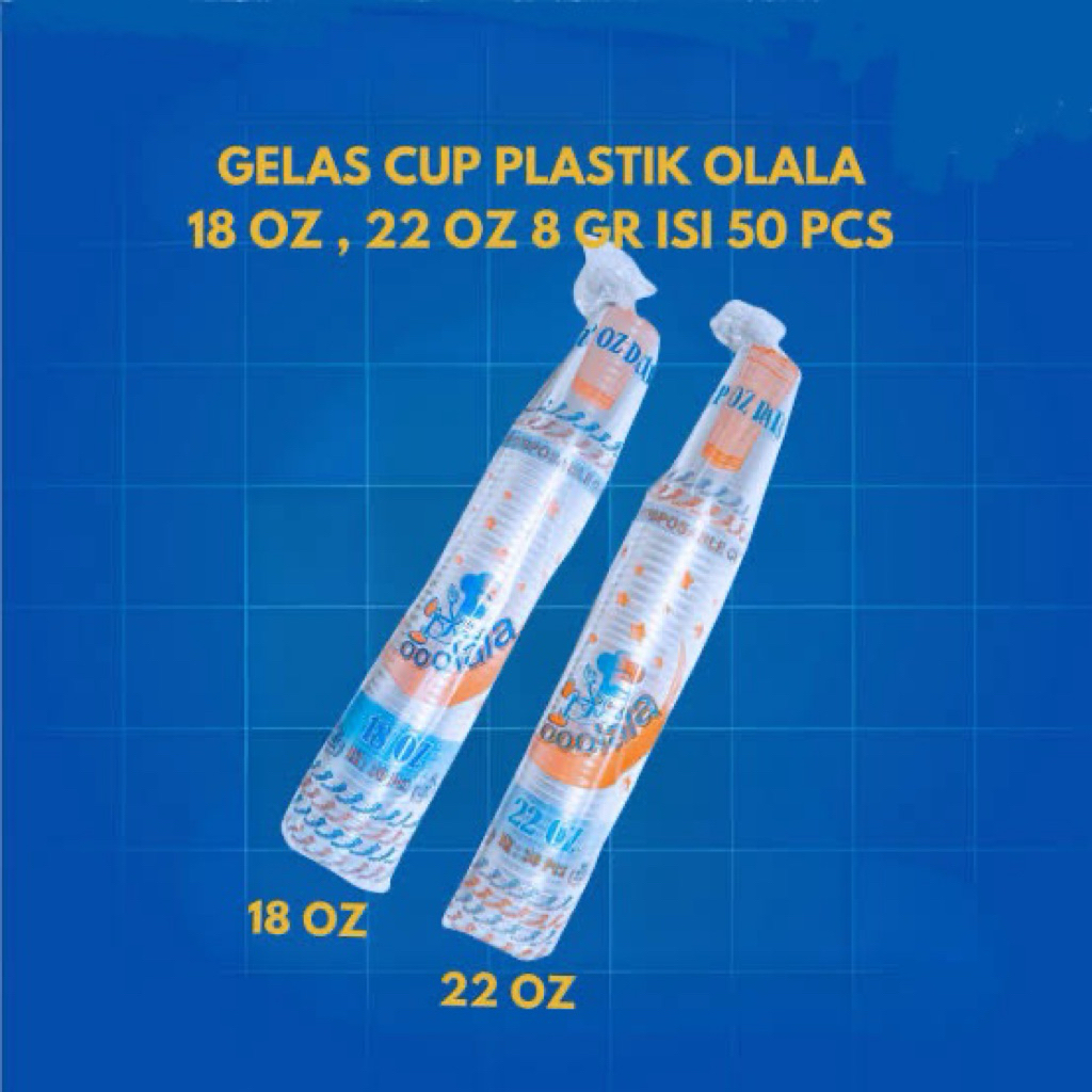 OOLALA Cup gelas Plastik Datar Uk 18 & 22 Oz