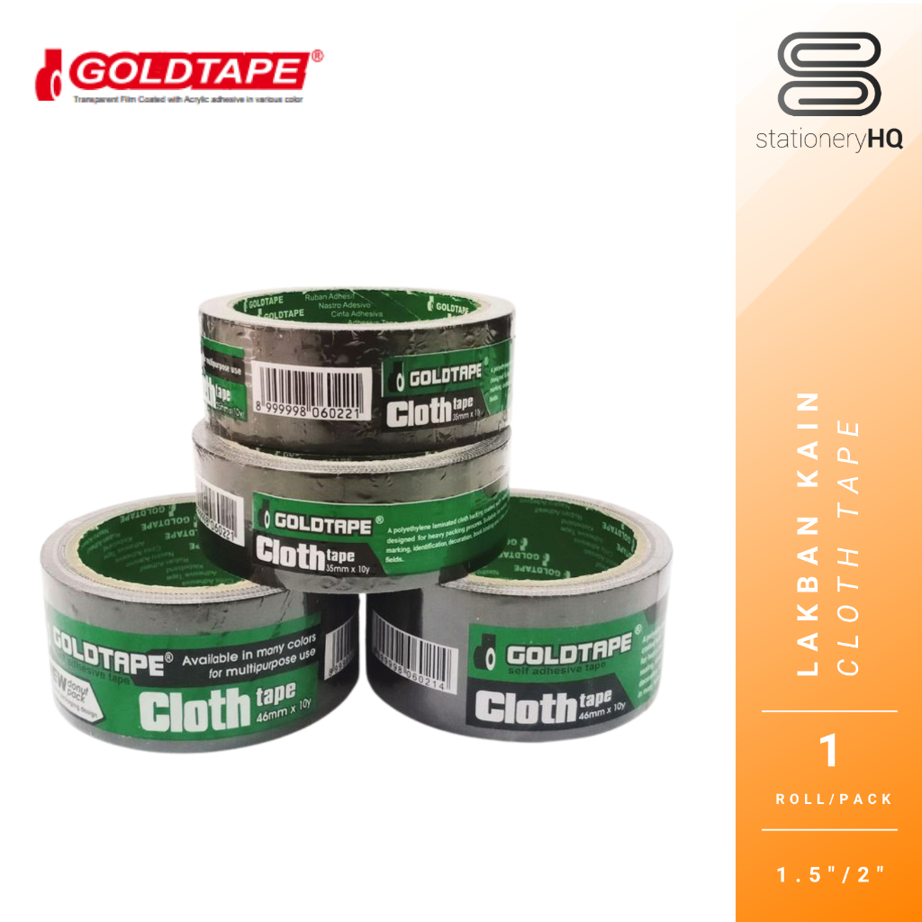 

Goldtape Lakban / Plakban Kain Hitam (1.5" & 2")