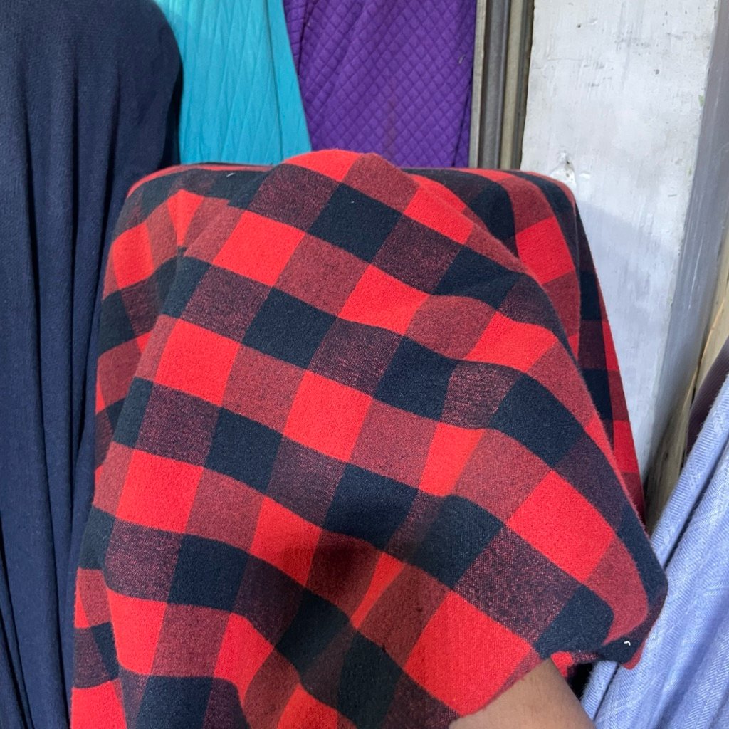 kain katun flanel tebal kotak/kain flanel kotak