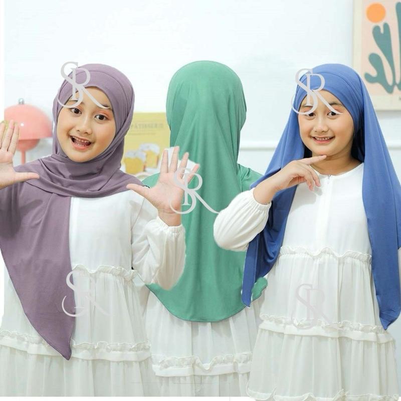 Hijab Anak Segitiga Malay Size S jr Jersey | Jilbab Segitiga Tali Malay Inner Bando