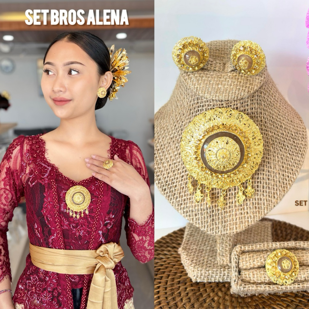 STARLIGHT BALI - Set Bros Alena (bros, anting permata, cincin) / Set Alpaka/ Aksesoris Bali/ Bros Ba