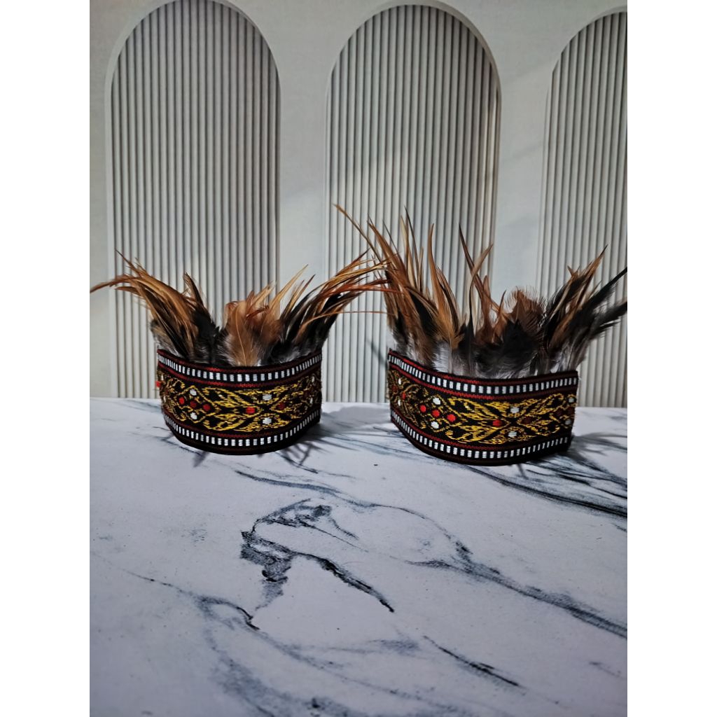 GELANG BULU DAYAK ETNIK AKSESORIS BULU DAYAK SATU PASANG
