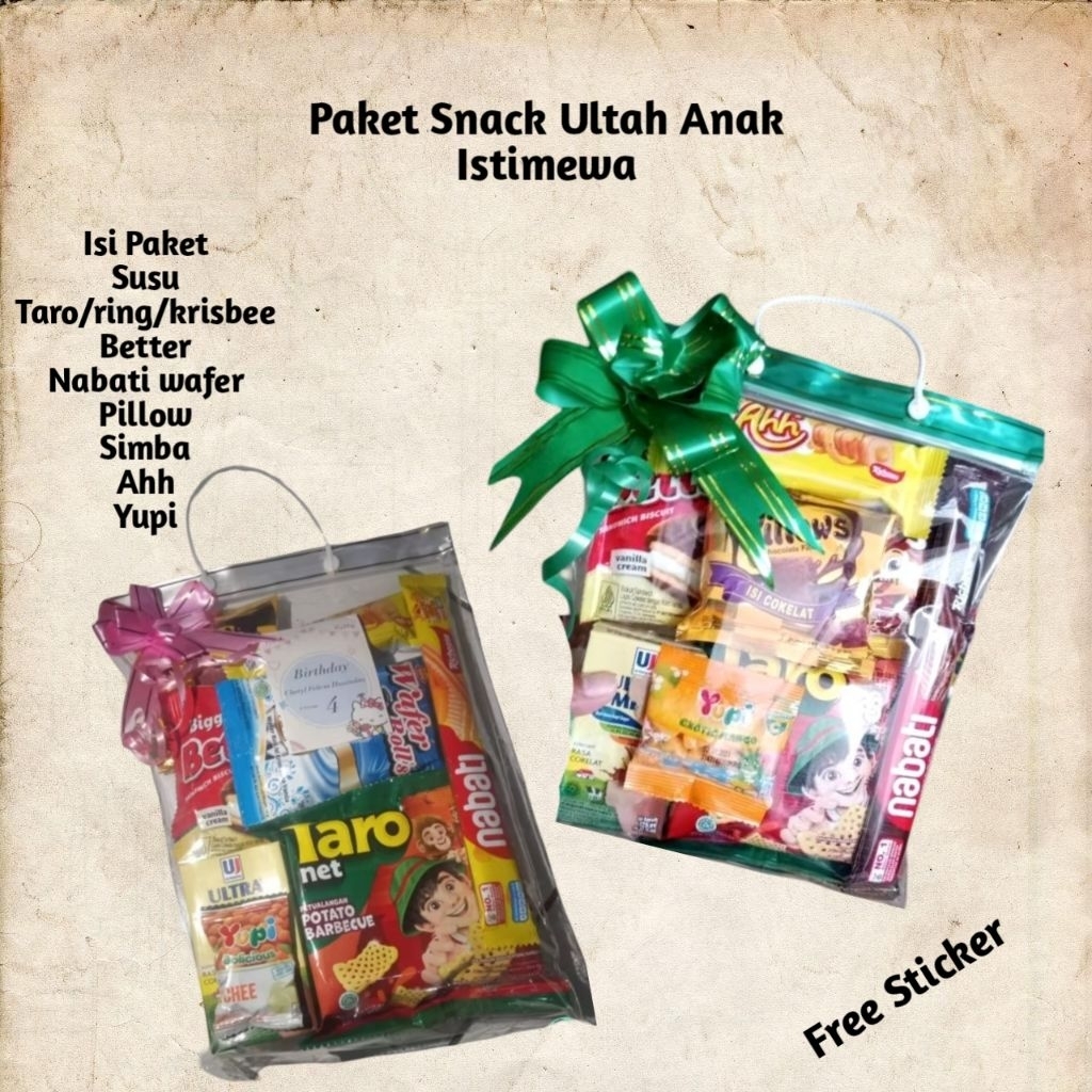 

Snack Ulang Tahun Anak - Bingkisan Ulang Tahun Anak - Paket Ulang Tahun Anak -Souvenir Ulang Tahun Anak