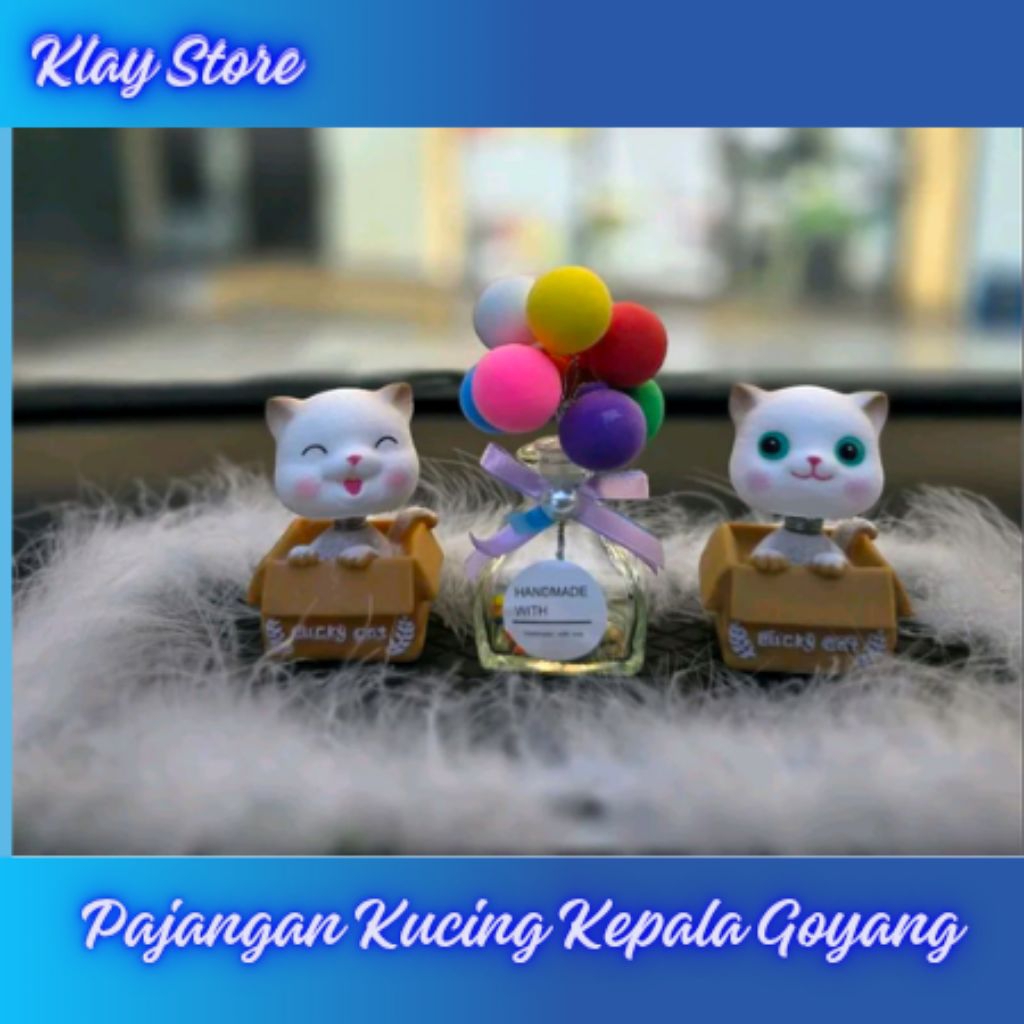 Kucing Dalam Kardus Kepala Goyang Pajangan Dashboard Mobil Mewah Keren Lucu aksesoris Interior car