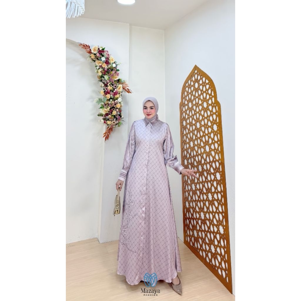 Inara Dress by Mazaya Fashion Original - Dress dengan Bahan Silk Luxury Signature Printing Mazaya