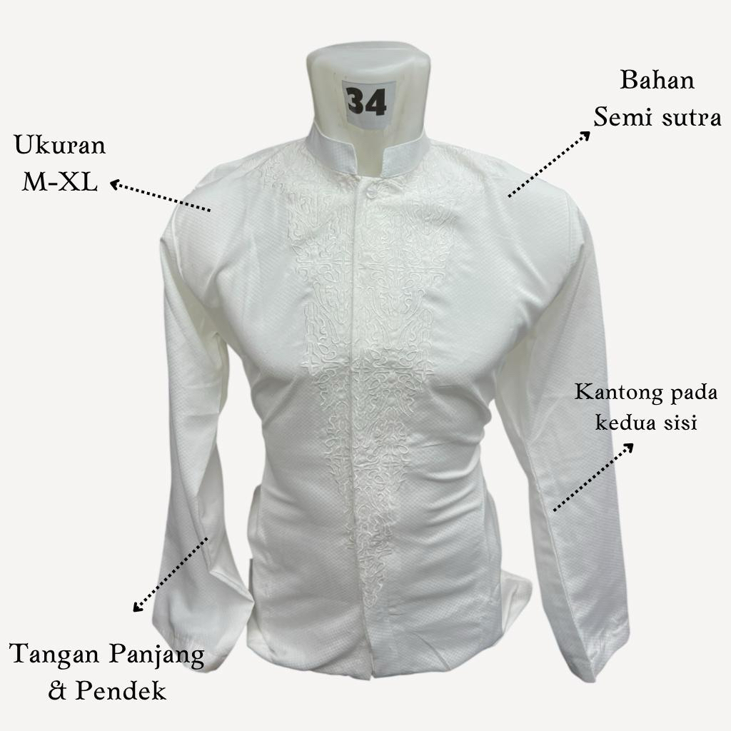 Baju Koko Semi Sutra Khuzai Senada