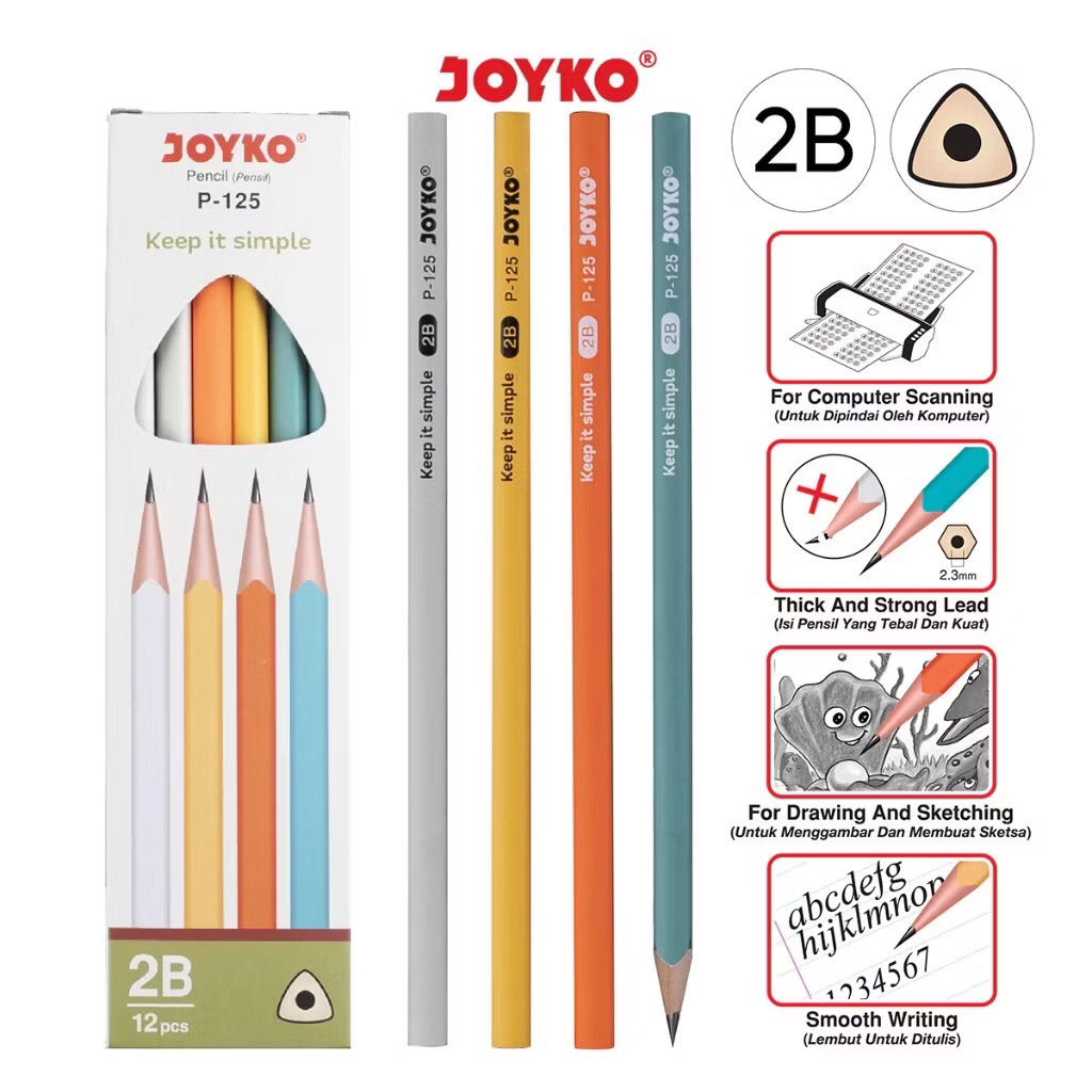 

Pensil Pencil 2B Joyko P-125 Murah Berkualitas 1 Kotak (12 buah)