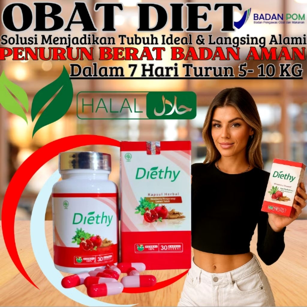 

DIETHY OBAT DIET Penurun Berat Badan Turun 5-10kg Dalam Satu Minggu Pelangsing Tanpa Efek Samping Original BPOM & HALAL