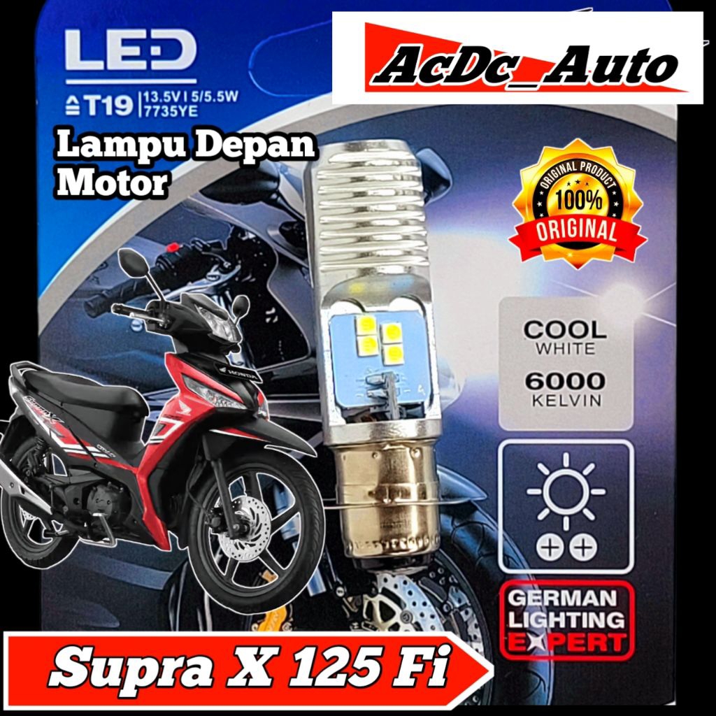 Lampu Depan Motor Honda Supra X 125 Fi LED Putih Ac/Dc 12Volt Pengganti Dop/Bohlam Standart WrT19