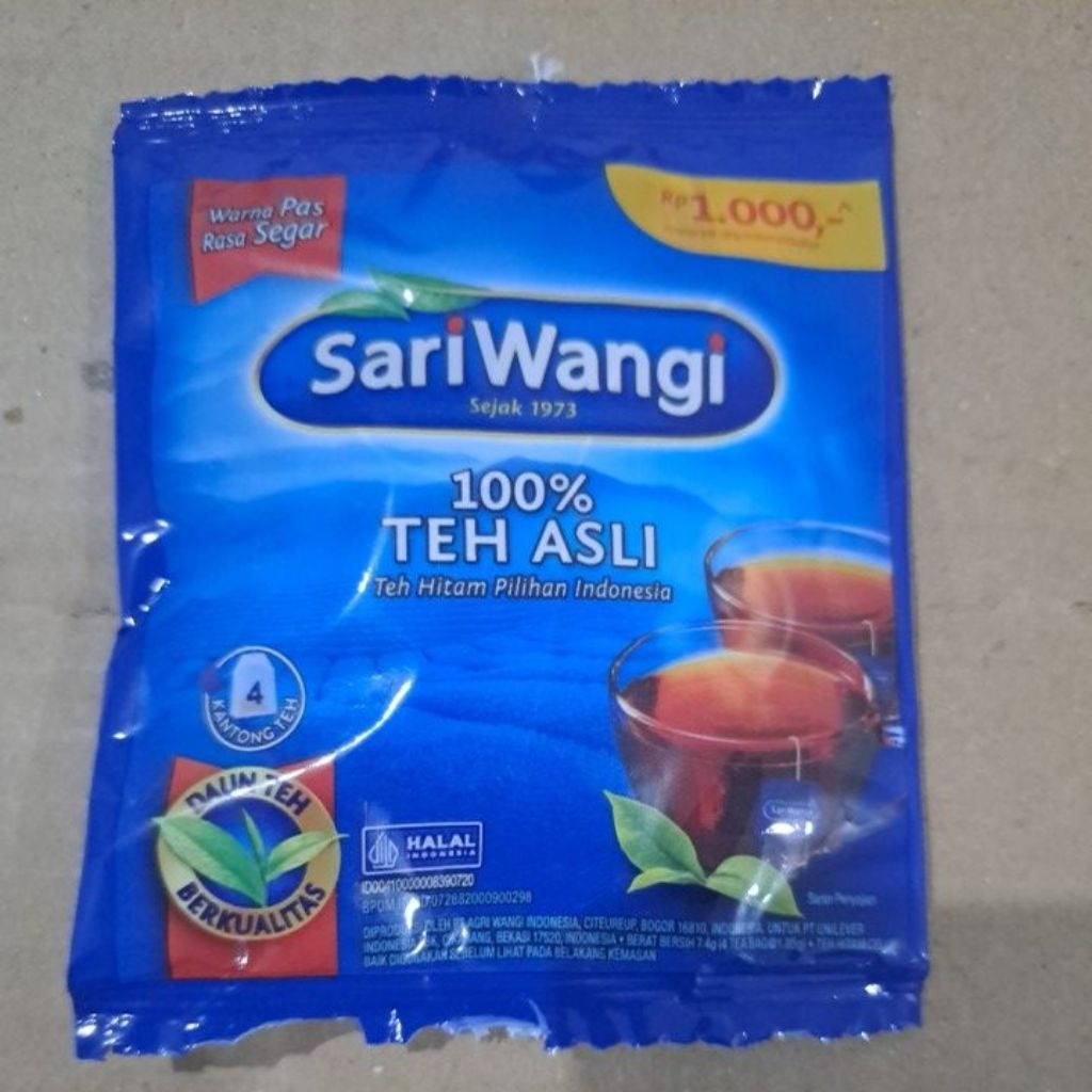 

teh sari wangi sachet 100% teh asli 1bks isi 4pcs