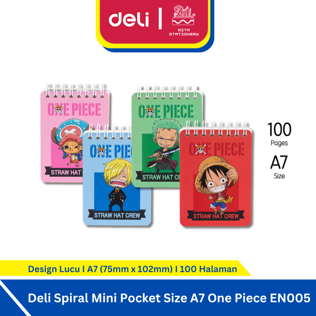 

Deli Spiral Notebook / Buku Tulis Buku Catatan Spiral Mini Pocket Size A7 100 Lembar One Piece EN005
