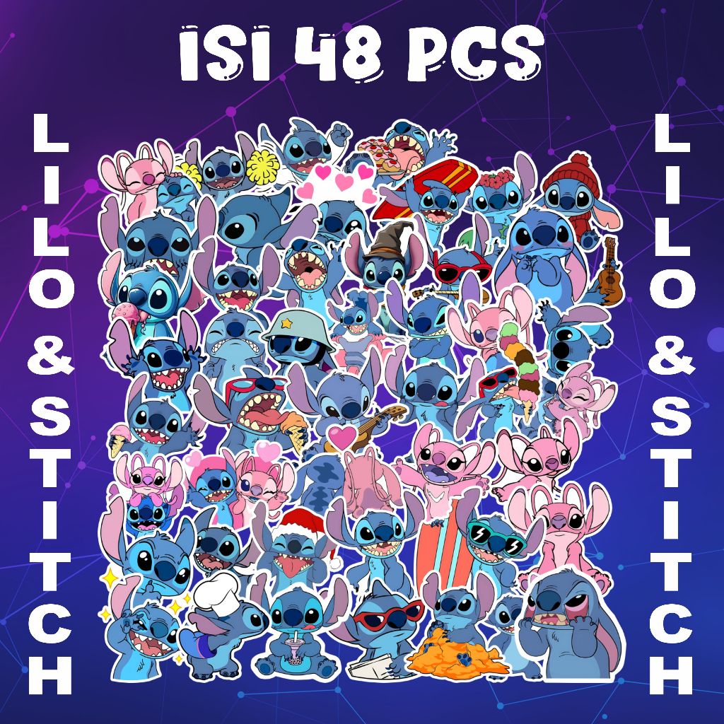 

STIKER LILO & STITCH LUCU | ISI 48 PCS | STIKER VINYL ANTI AIR | DESAIN AESTHETIC & CUTTING PRESISI | UNTUK HP, LAPTOP, BOTOL