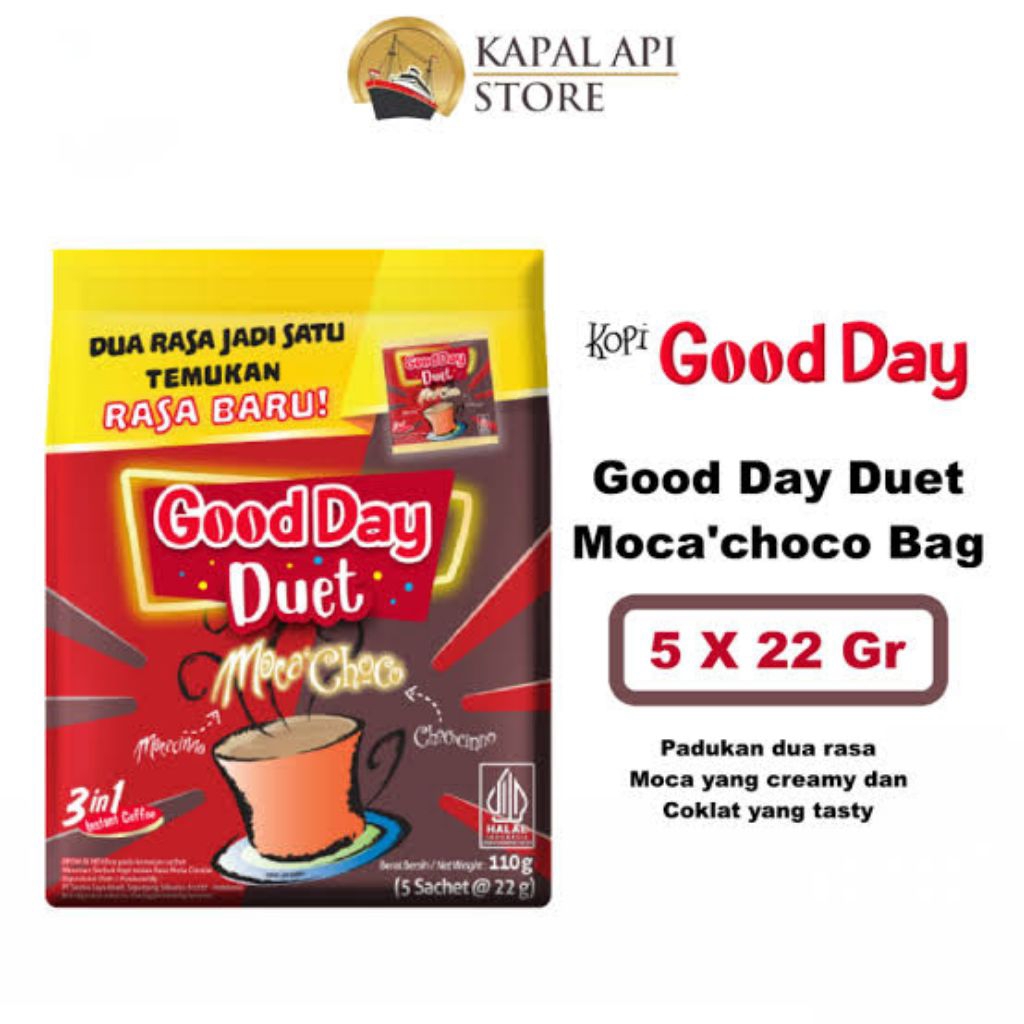 

Good Day Duet Moca Choco Kopi Instan 5 x 22 g