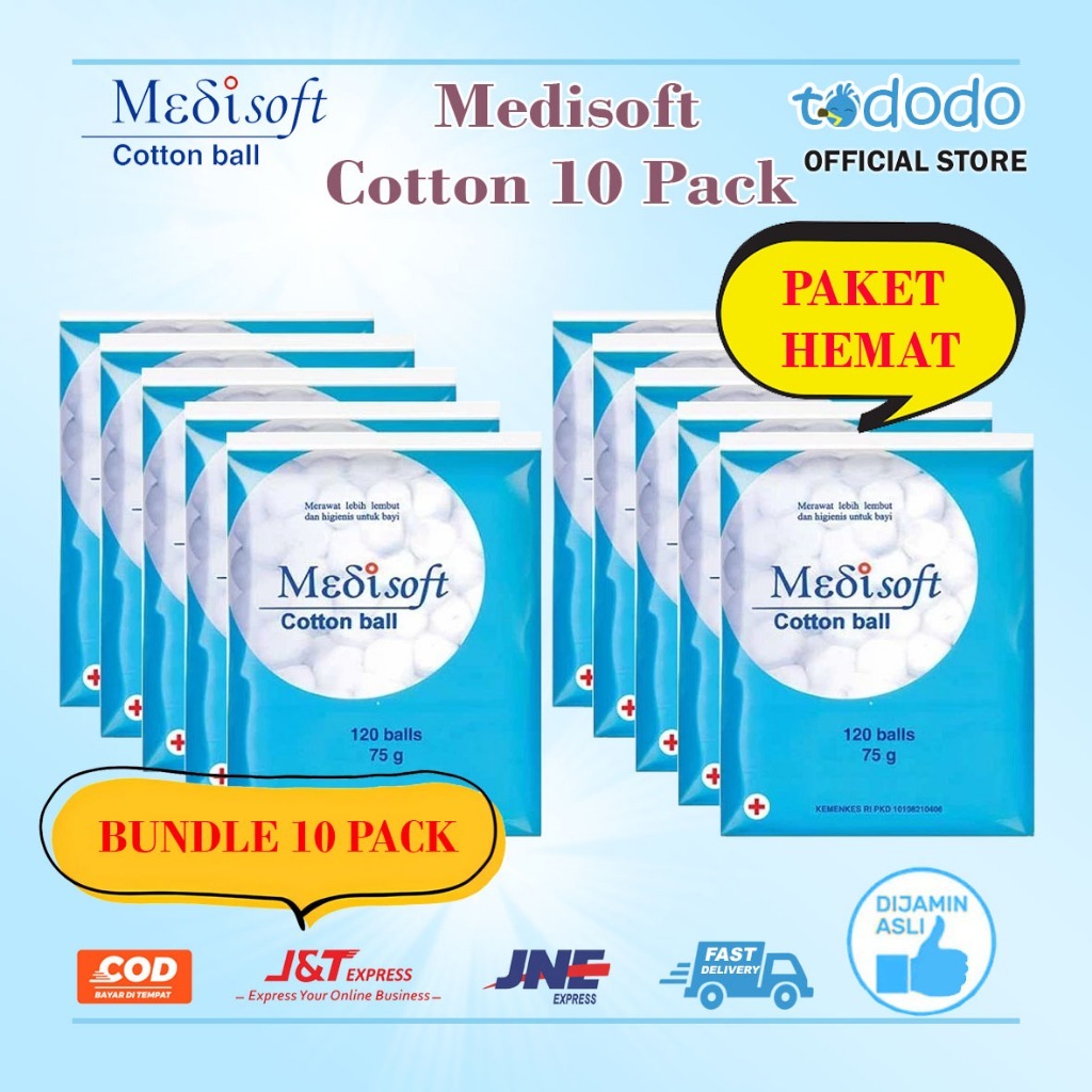 Promo Paket Hemat Grosir 10pcs Medisoft Cotton Ball 120 Balls