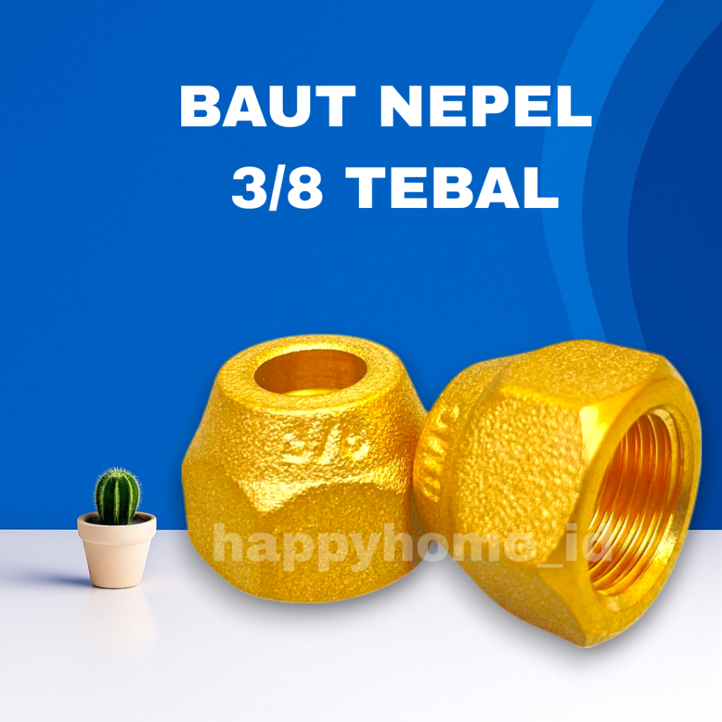 BAUT NEPEL 3/8 INCH KUNINGAN / SAMBUNGAN PIPA AIR / ANGIN / KOMPRESOR TAHAN KARAT