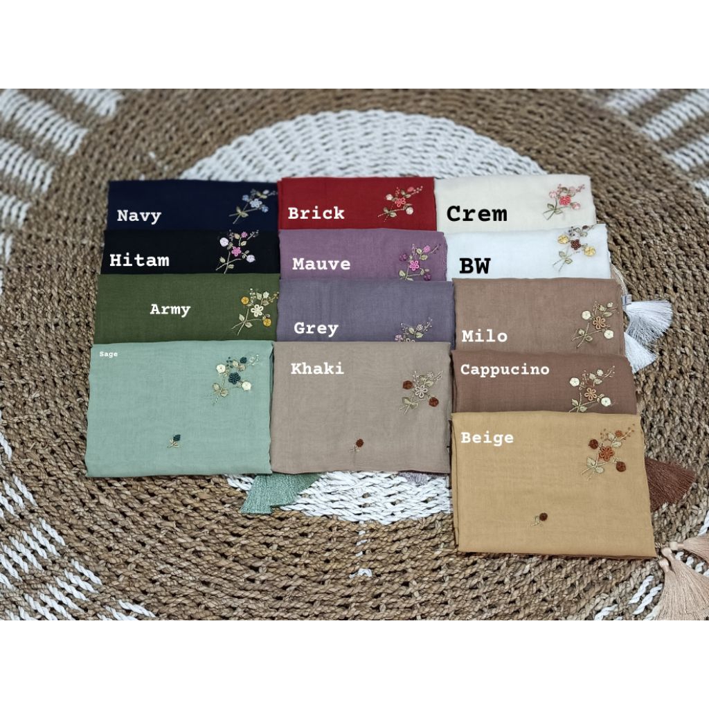 Hijab segiemoat paris sulam tasel kode #011