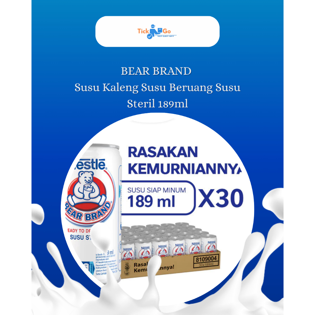 

(1 KRAT) tickngo_susu kaleng 189ml-susu murni-susu beruang-ORIGINAL x 30 pcs (1 KRAT)
