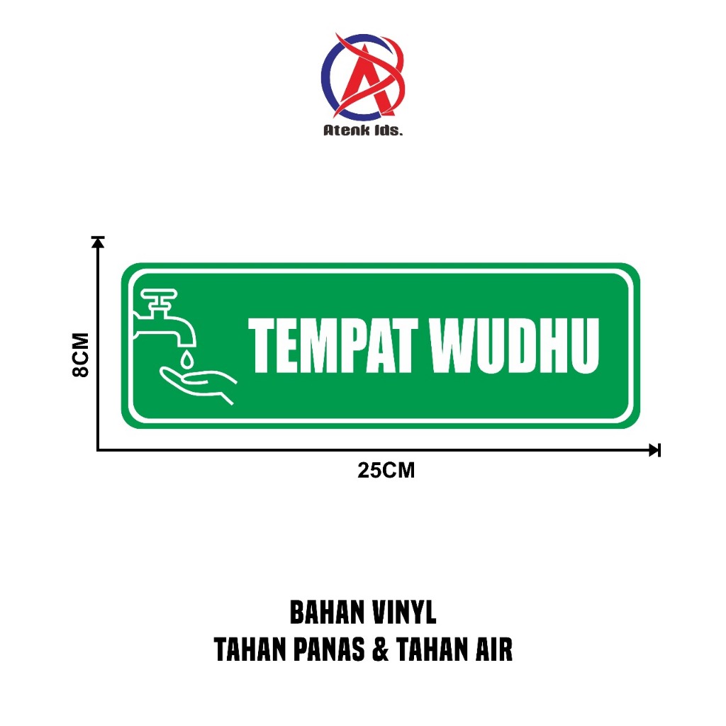 

Stiker Vinyl Petunjuk Arah Tempat Wudhu 25 x 8 cm