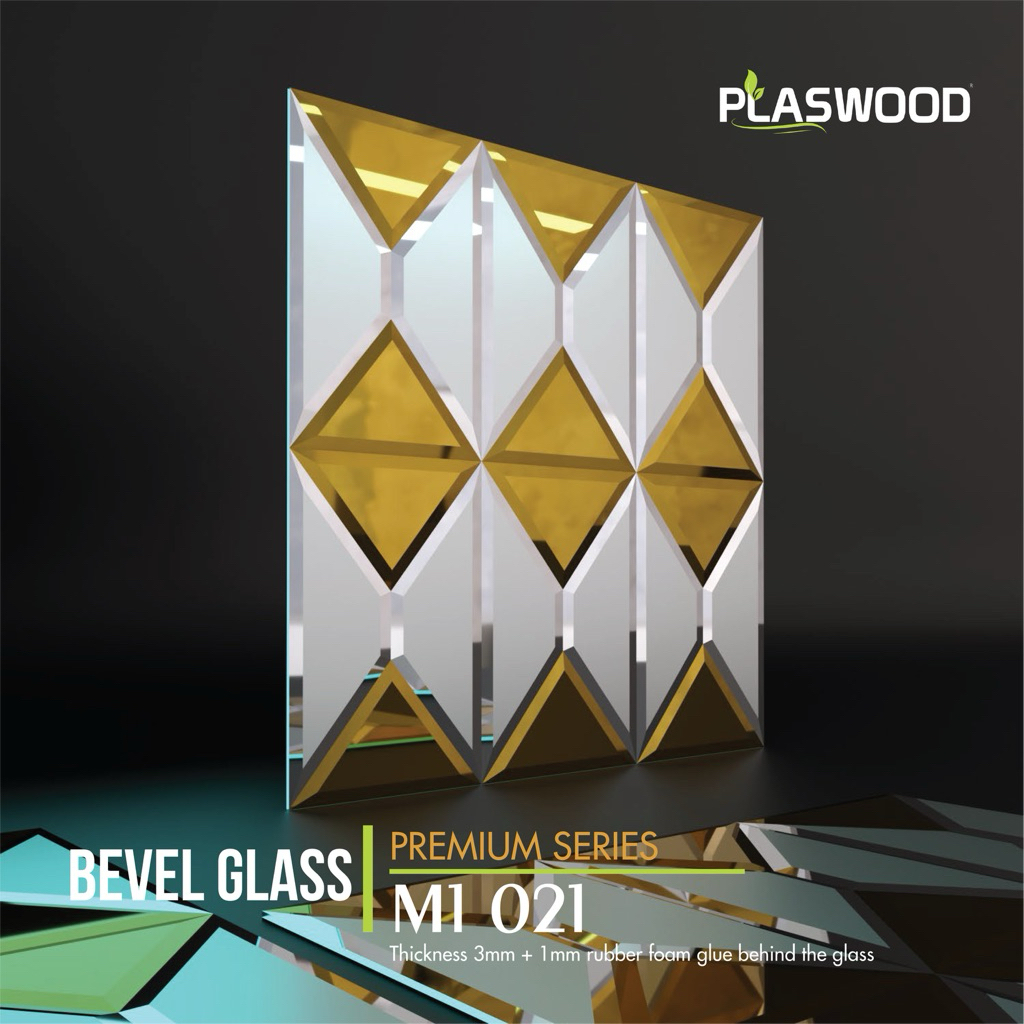 【READY】Kaca Bevel Minimalis 30x30 Cermin Bevel Motif Mewah Interior Desain Ruangan Bevel Glass