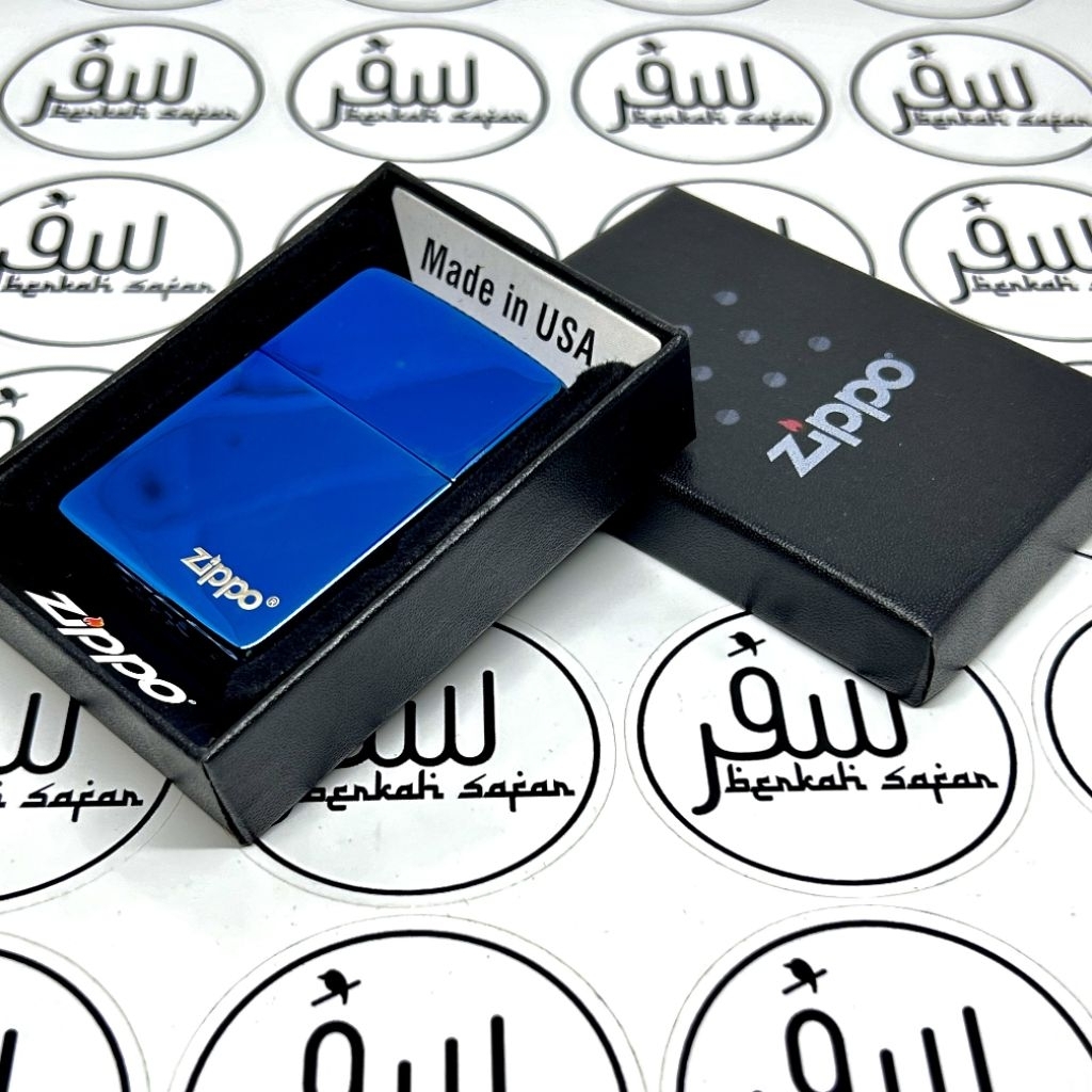 Korek Zippo Blue Sapphire High Polish Windproof Logo Original