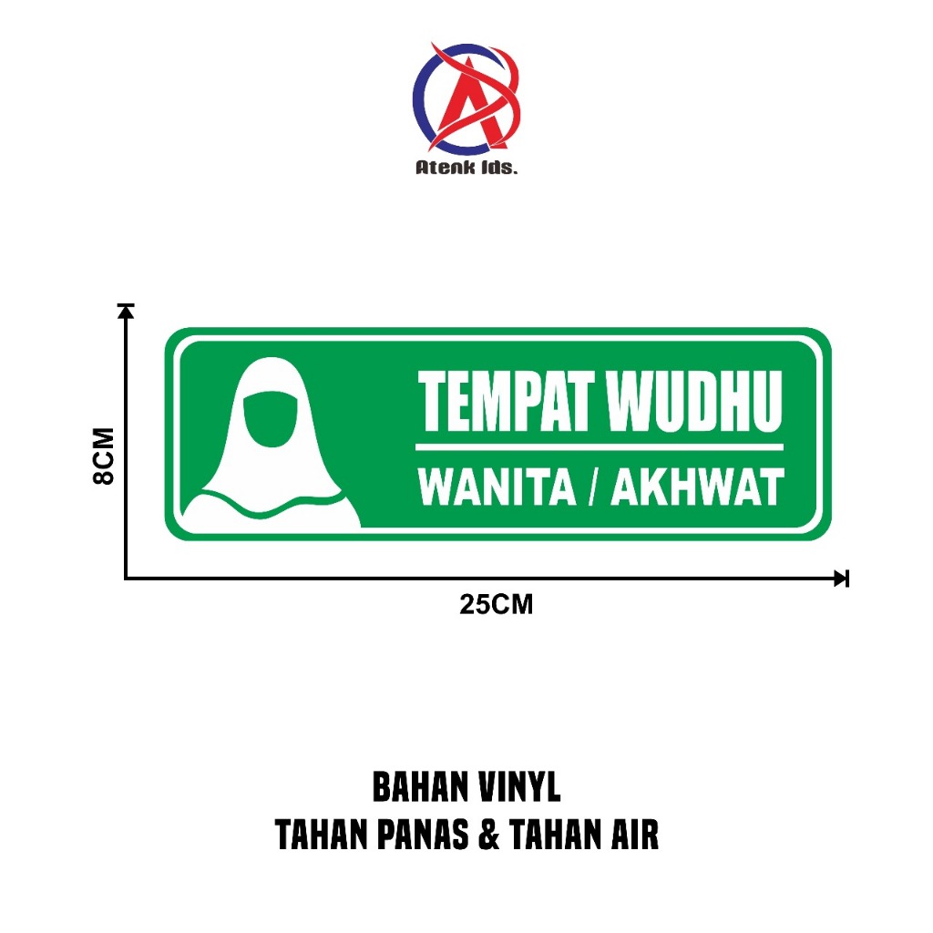 

Stiker Vinyl Petunjuk Arah Tempat Wudhu Untuk Wanita 25 x 8 cm