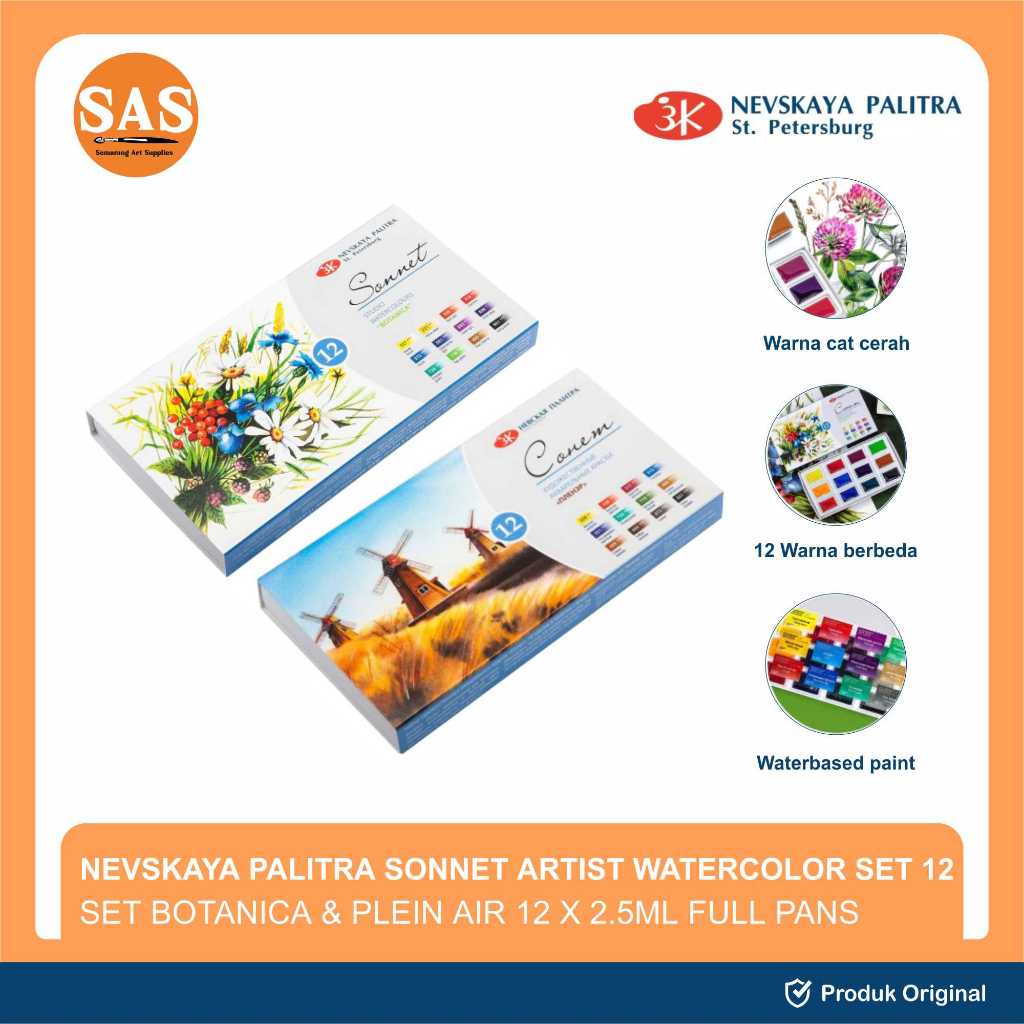 

Nevskaya Palitra - Artist Watercolor Sonnet 12x2,5ml Full Pans - Cat Air - SAS