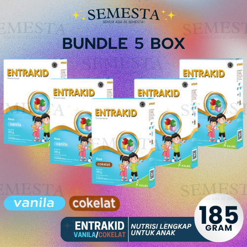 

Bundle 5 Box – Entrakid Rasa Vanila / Cokelat | Berat 185 gr | Nutrisi Lengkap untuk Anak