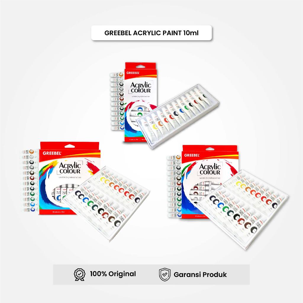 

GREEBEL Cat Lukis Akrilik / Acrylic Paint Color 12/18/24 Warna 10ML Cat Melukis Akrilik Lukis Kanvas