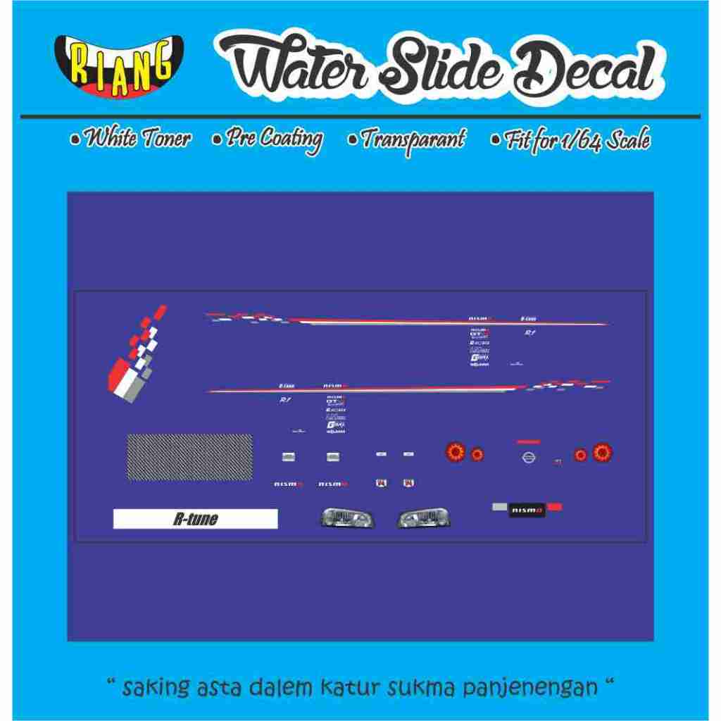 Decal Waterslide Hot Wheels Skyline Nissan R34 R-Tune