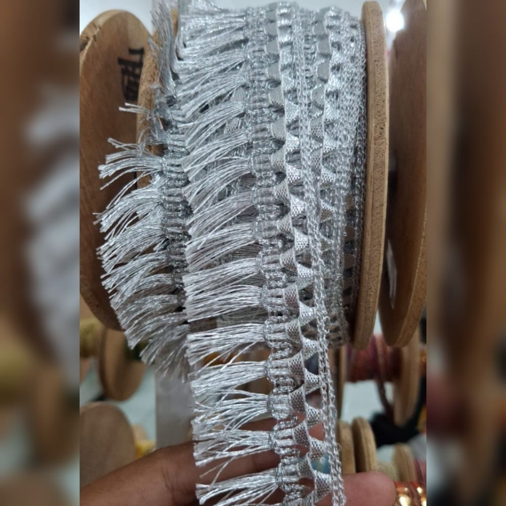 RENDA Rumbai Silver | kain jahit