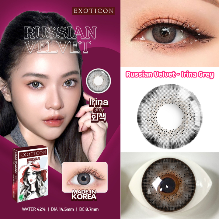 Russian Velvet by Exoticon - softlens minus warna grey (irina grey) ukuran 0.50 sd -6.00