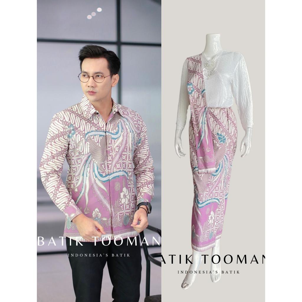DORO LANANG WATI Lavender Lilac Purple Couple Sarimbit Rok 2 Lapis & Kemeja Batik Slimfit Warna Past