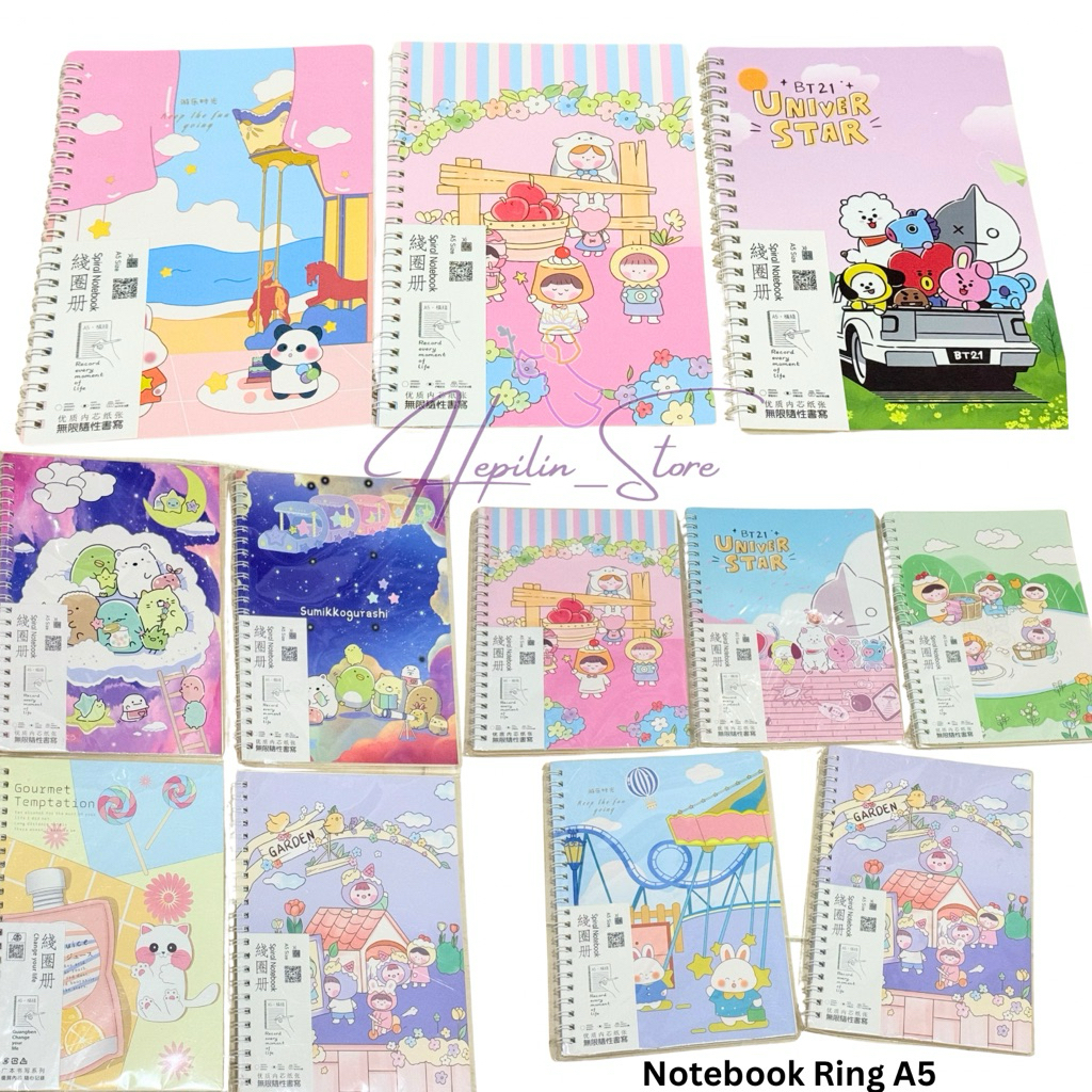 

PROMO Wenzhang Spiral Notebook A5 ECER 1 Buku / Notes Fancy Super Cute