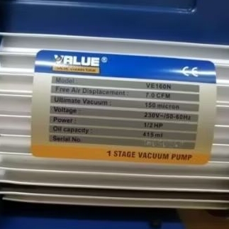 VACUUM PUMP VALUE VE160N | VACUUM PUMP 1/2HP MERK VALUE