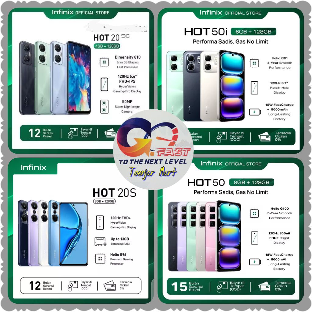 Infinix HOT 20 20S 50i 50 5G NFC RAM 4 6 8 / 128 GB Garansi Resmi