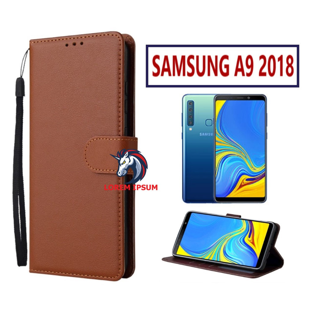 LEATHER CASING SAMSUNG A9 2018 CASE KULIT FLIP WALLET LEATHER KULIT PREMIUM SARUNG BUKA TUTUP KESING