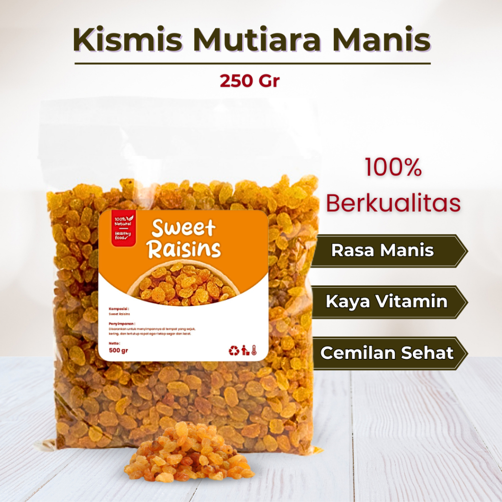 

Kismis Mutiara Manis 250 Gram | Kismis Simin Original Oleh Oleh Haji Umroh