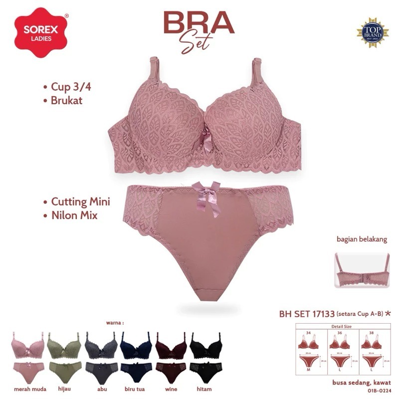 Bh Set | Bra Set + Cd SOREX 17133 Pakai Kawat Dan Busa Sedang