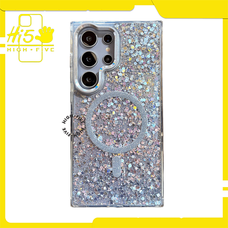 Aria Gold Flake Clear Case (Magsafe) WHITE Casing Gold Flakes Full Bling Glitter for iPhone 11, iPho