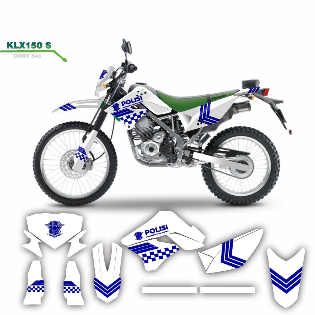 decal keren stiker full body klx 150 s variasi striping motif polisi putih list merah