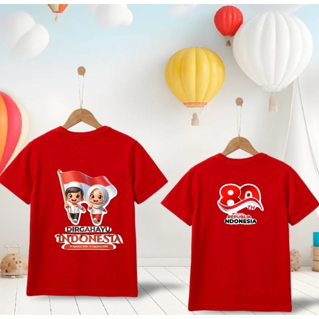 Kaos anak HUT RI 80th cotton