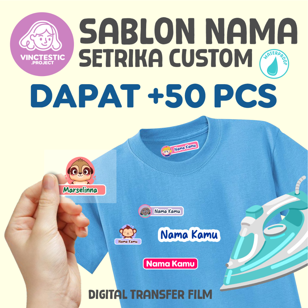 

TERMURAH!!! SABLON NAMA SETRIKA by VINCTESTIC - STIKER NAMA - LABEL BAJU