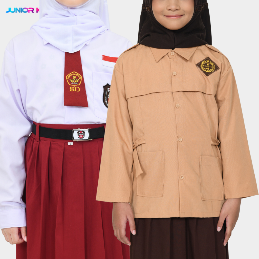 Baju Seragam Sekolah Anak Perempuan Kelas 1 2 3 4 5 6 Sd Lengan Panjang Putih Pramuka
