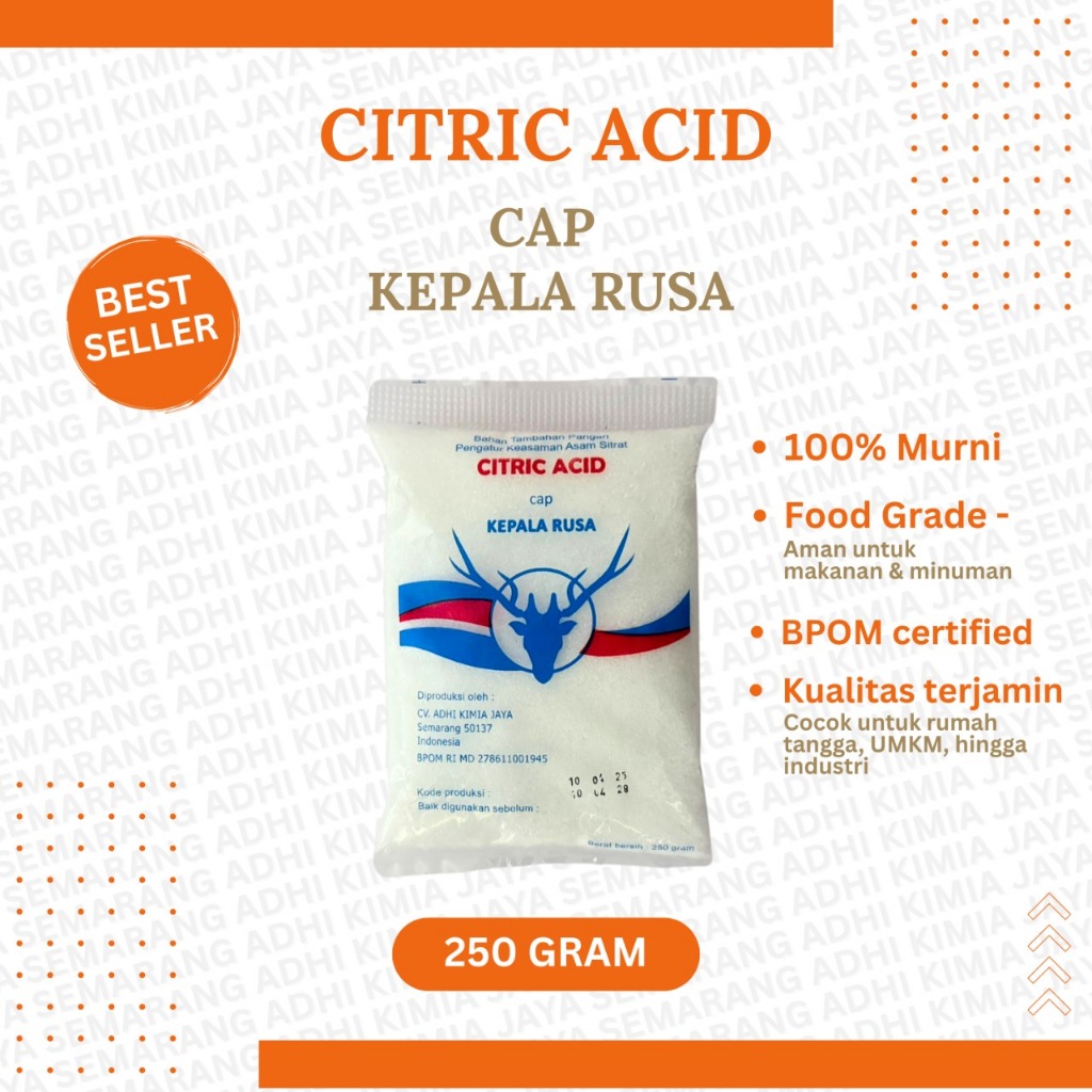 

Citric Acid (Citrun/Asam Sitrat) Cap Kepala Rusa 250 gram