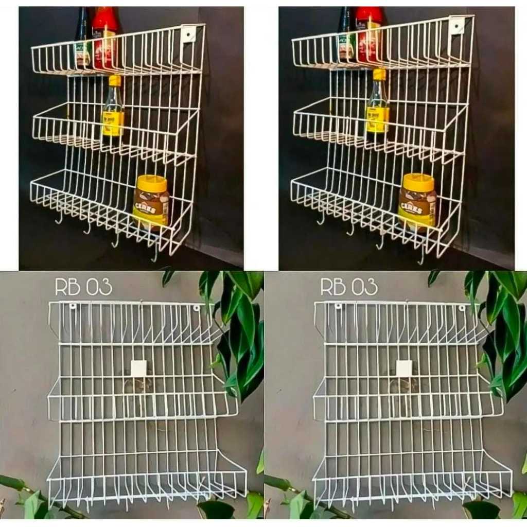 UnikOfficial - Kitchen Set Rack 3 Susun / Rak Bumbu Dapur / Rak Dapur Gantung 3 Susun