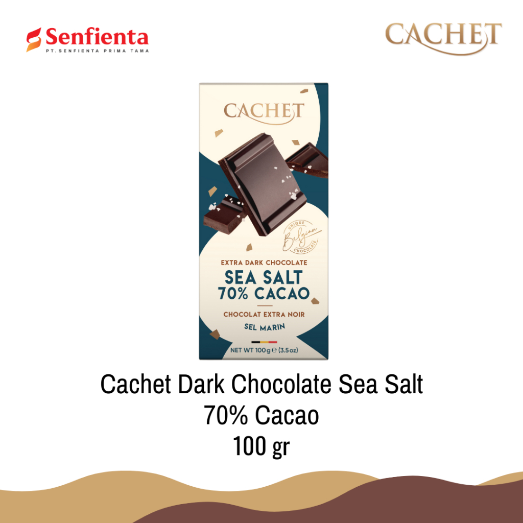 

CACHET SEA SALT Extra Dark Chocolate 70% Cacao 100gr | Chocolate Import | Chocolate Belgia
