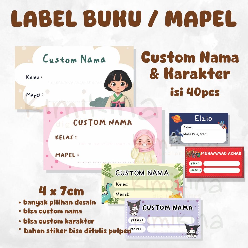 

(isi 40) STIKER / LABEL NAMA BUKU / MAPEL /CUSTOM NAMA / MATA PELAJARAN / SEKOLAH