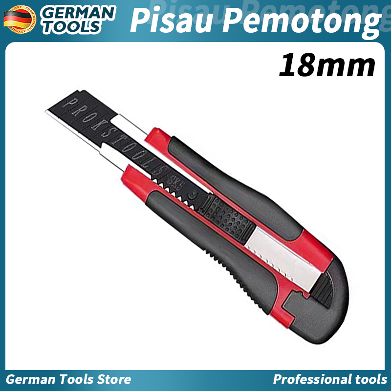 

German tools 18MM Cutter Pisau Pemotong Kertas （COD）Knife Utility Auto Lock multifungsi penggaris kater tajam Pisau Cutter D