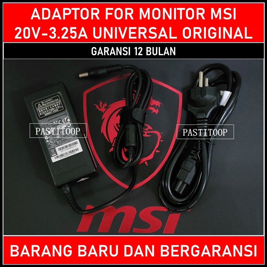 Adaptor Gaming Monitor MSI Optix G241 G241V G24C6 G27C5 G271 3CB5 G271 20V 3.25A 65W