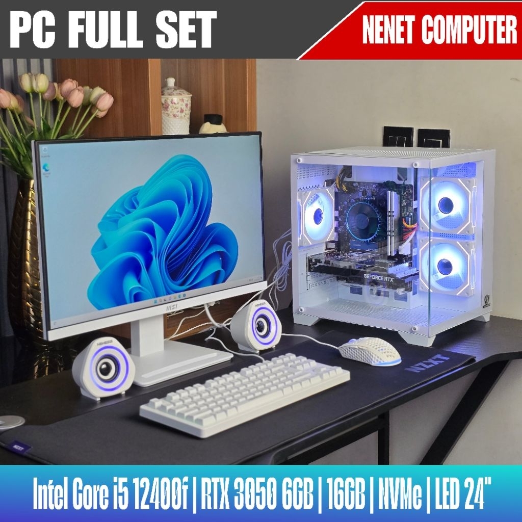FULL SET - PC Gaming Core  i5 12400f | RTX 3050 6GB | 16GB | LED 24inch